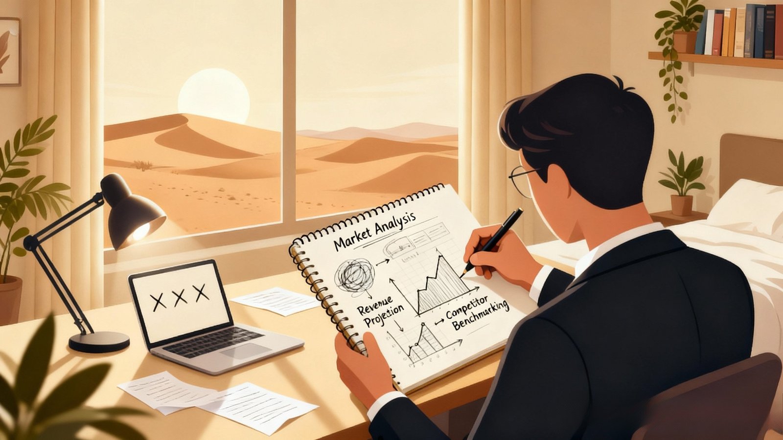 Entrepreneur en train de structurer son offre sur un carnet