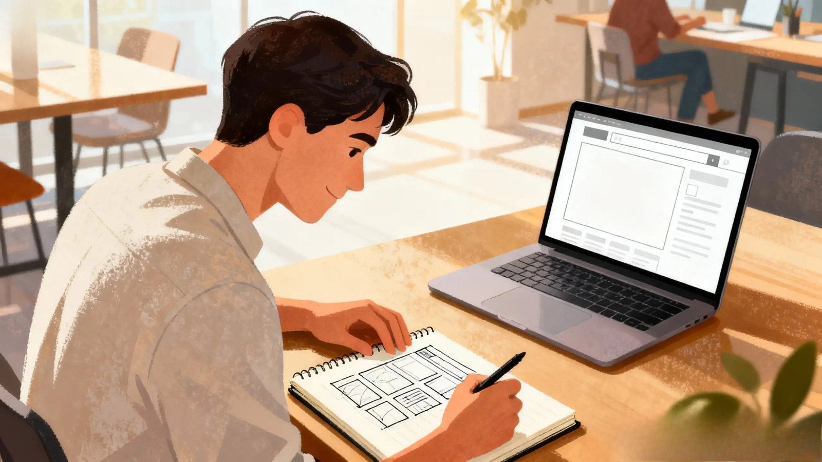 Entrepreneur créant son site internet sur ordinateur